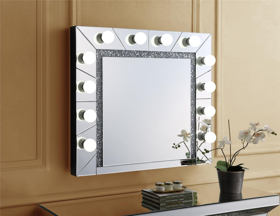 Glam mirrors with lightbulbs and crystal design -  Chrome