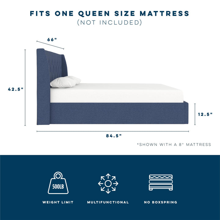 Her Majesty Bed with Storage - Blue - Queen