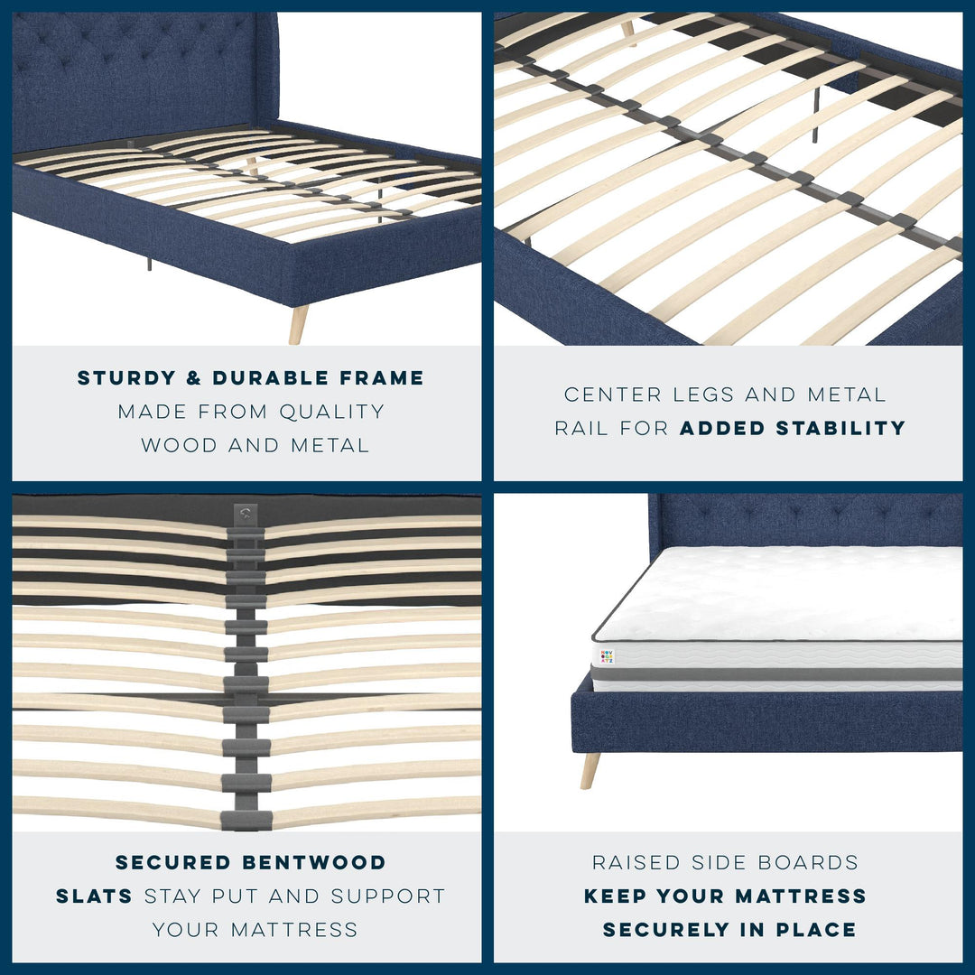 Her Majesty Bed - Blue Linen - Queen