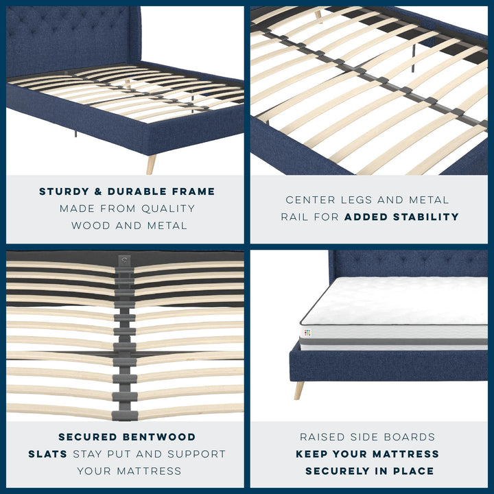 Her Majesty Bed - Blue Linen - Queen