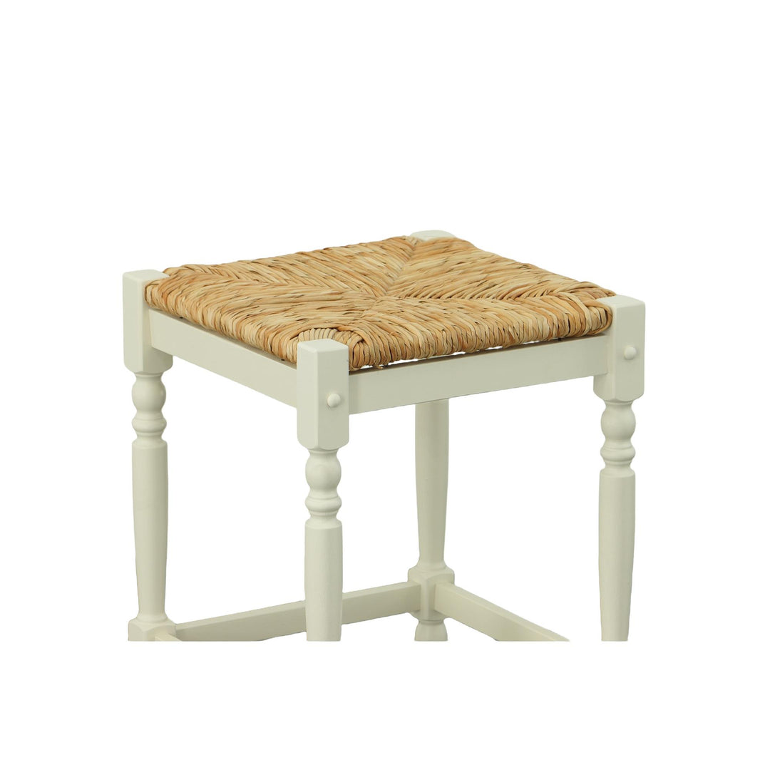 Mabel Counter Stool with Hardwood Legs - White