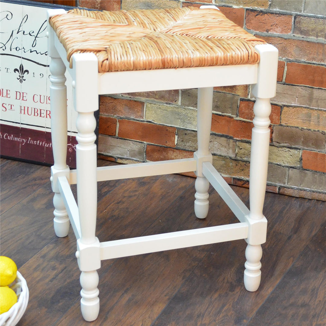 Counter Stool with Solid Asian Hardwood Legs - White