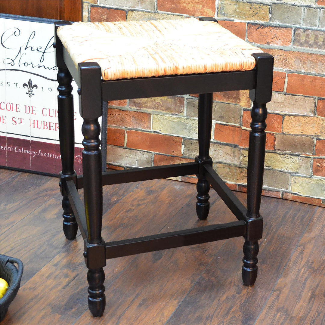 Rustic Wooden Counter Stool - Brown
