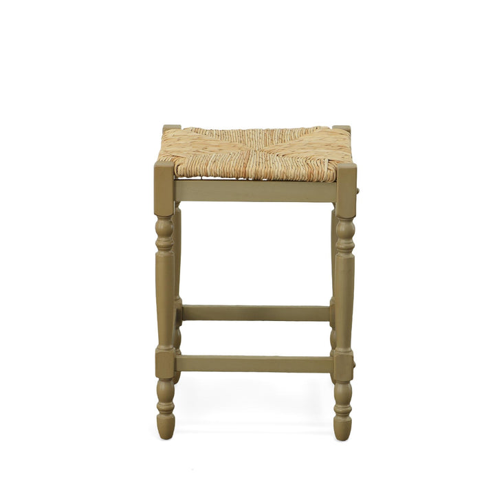 counter stool with rush seat and hardwood legs - Grey