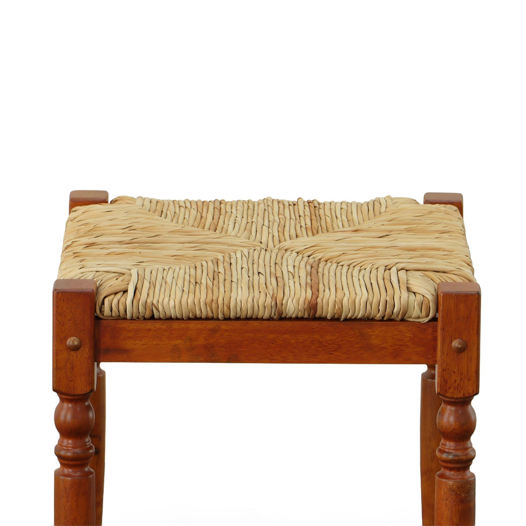 Counter Stool with Handwoven Rush Seat and Hardwood Legs - Walnut