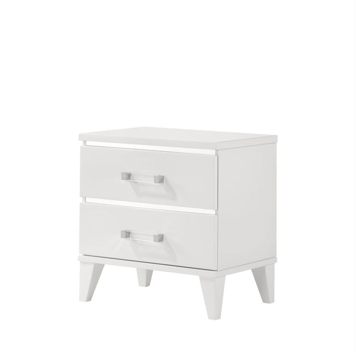 high gloss finish 2 drawer nightstand - White