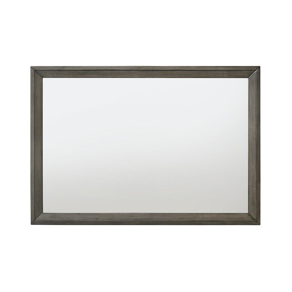 Escher Rectangular Mirror with Wooden Trim Frame  -  N/A