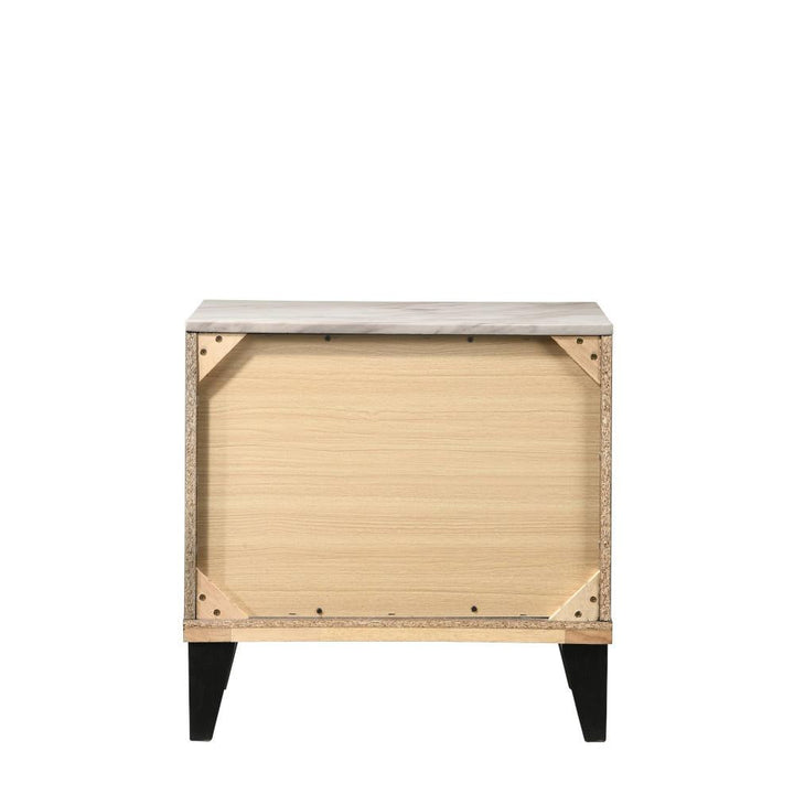 2 Drawers Faux Marble Top NightStand - Rustic Gray Oak