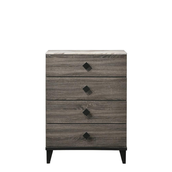 Avantika Chest with 4 Drawers and Faux Marble Top - Gray Oak