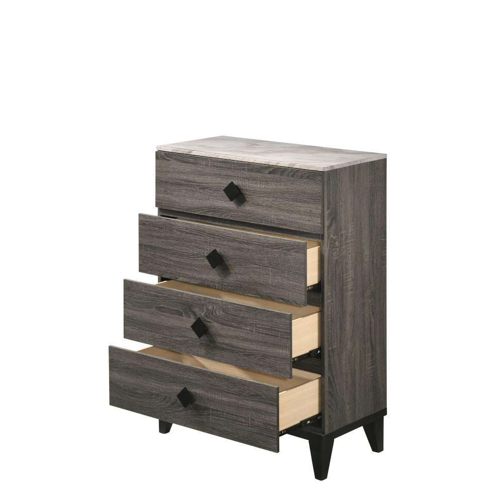 Wooden Chest with 4 Drawers - Gray Oak