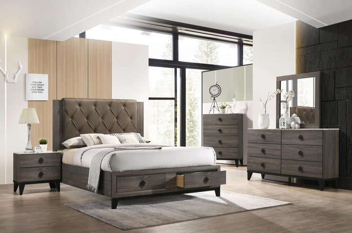 Chest with 4 Drawers and Faux Marble Top - Gray Oak