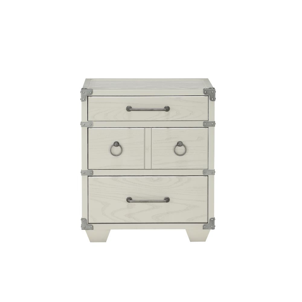 Vada Nightstand with 3 Drawers and Open USB Port - Gray