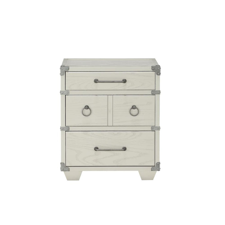 Vada Nightstand with 3 Drawers and Open USB Port - Gray