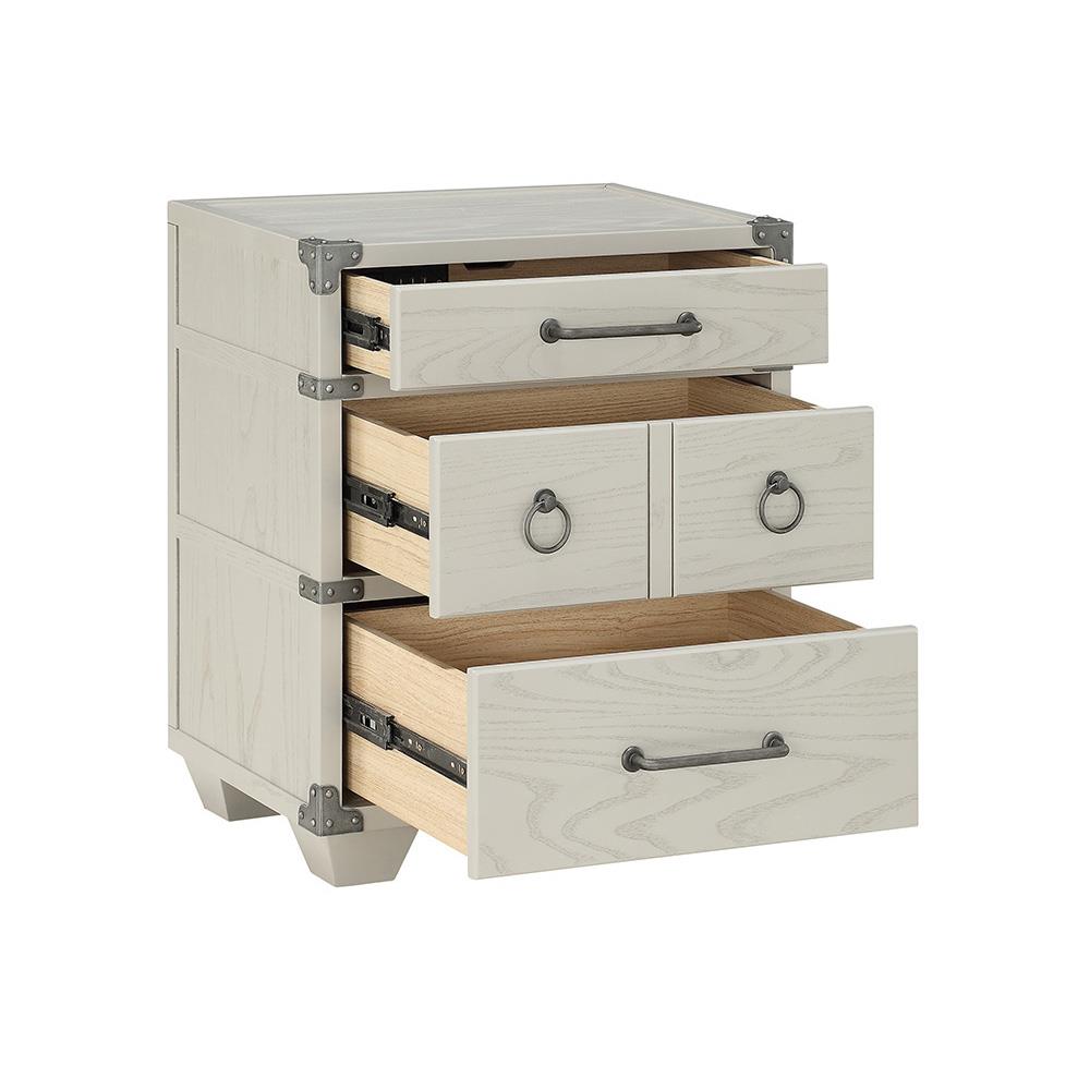 USB port nightstand with 3 drawers - Gray