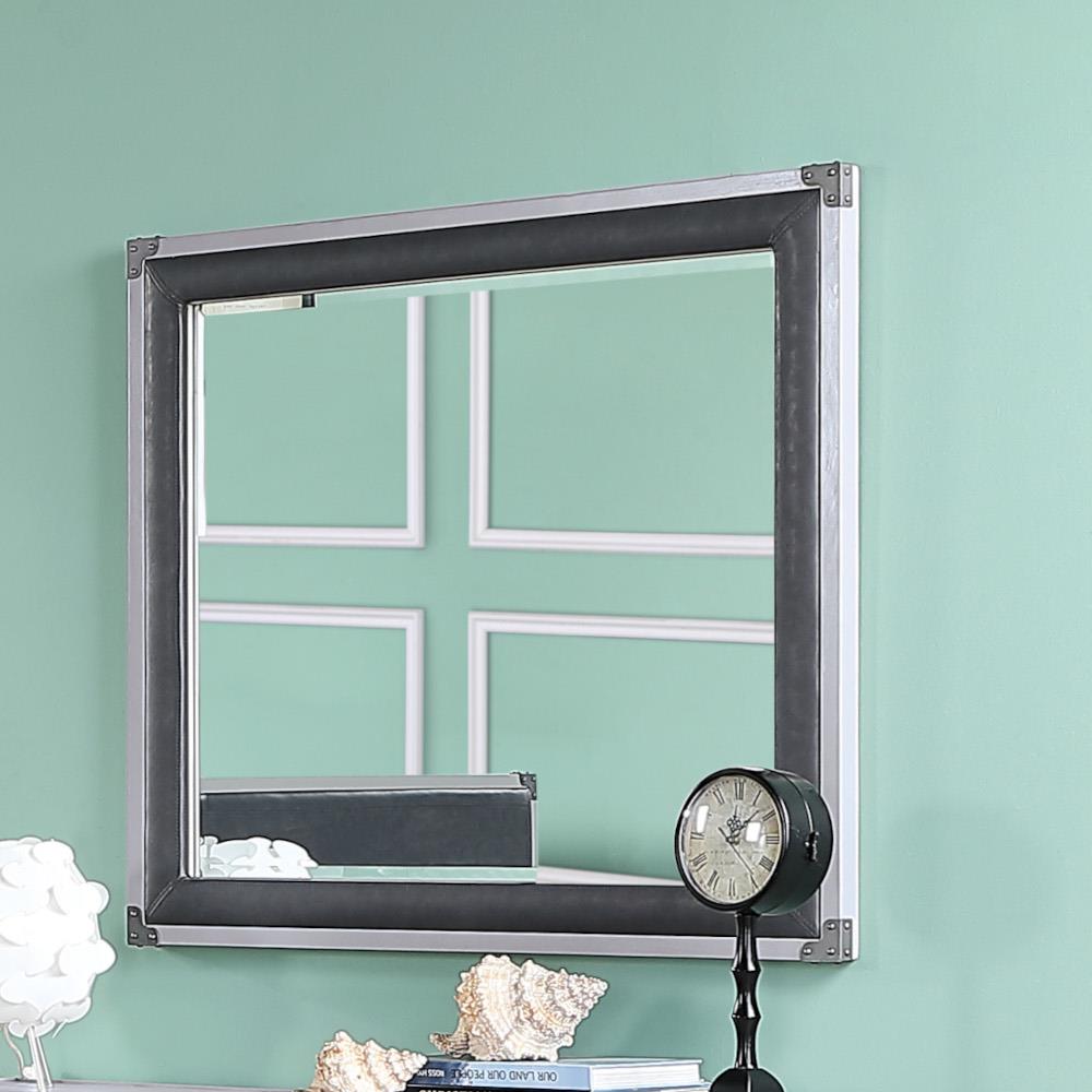 Rectangular Mirror with Beveled Edge - Gray