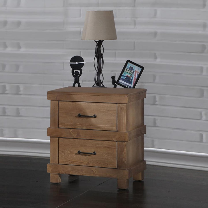 2 Drawers Nightstand - Antique Oak