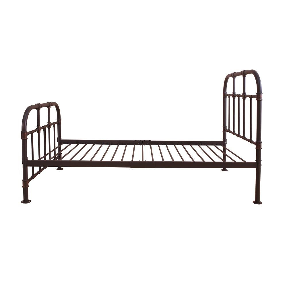 Unique Nicipolis bed with vintage metal and pipe finish -  Gray  -  Twin