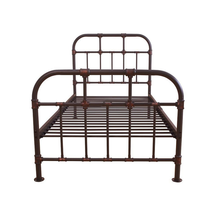 Nicipolis Vintage Metal Bed with Industrial Pipe Design Final  -  Gray  -  Twin
