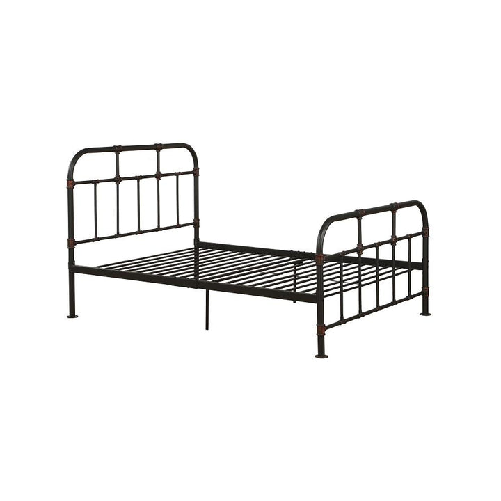 Nicipolis bed combining vintage metal and pipe features -  Gray  -  Full
