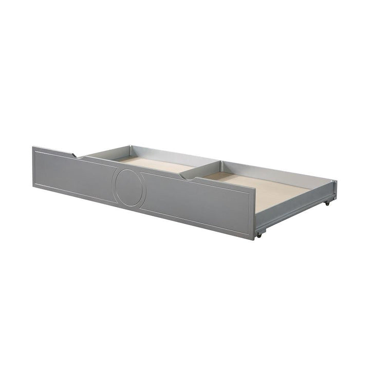 Powell Trundle with Wood Carving Details - Silver
