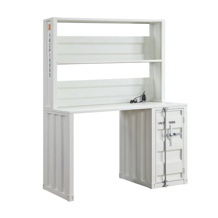 Student writing desk with storage - White