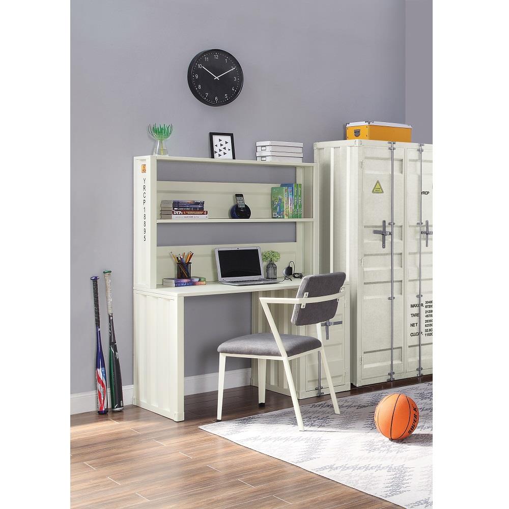 Metal writing desk with storage - White