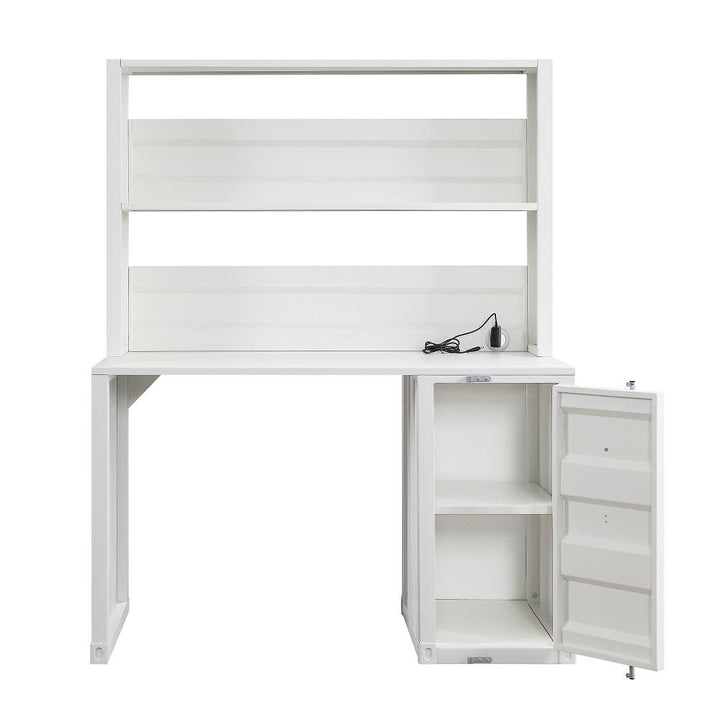 small writing desk with storage - White
