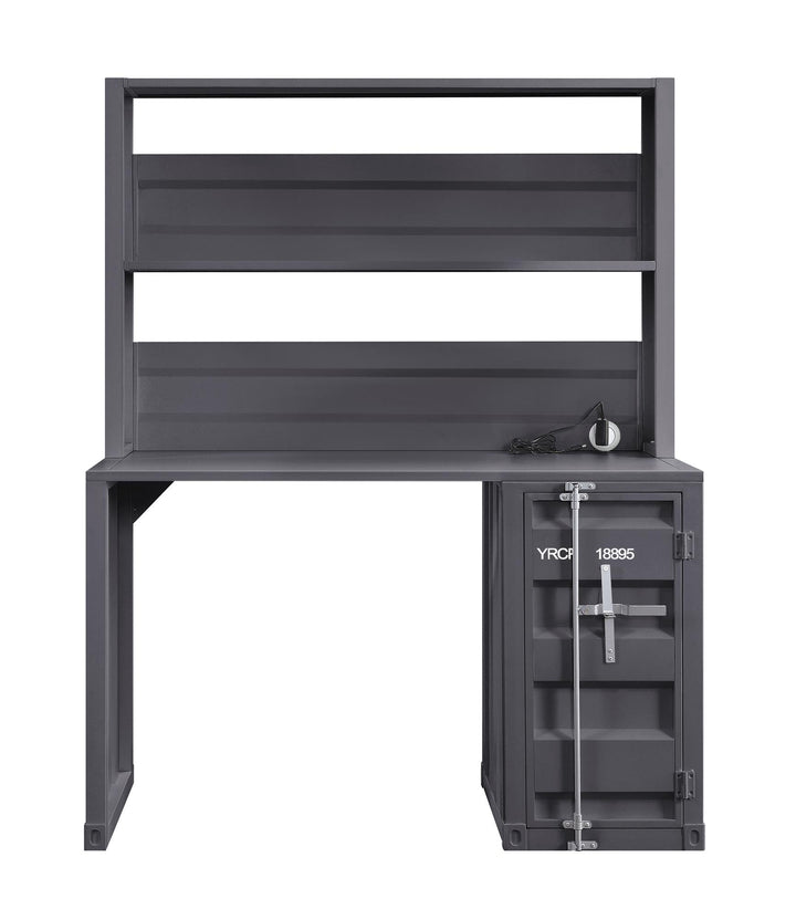 writing desk with 1 door storage - Antique Gunmetal