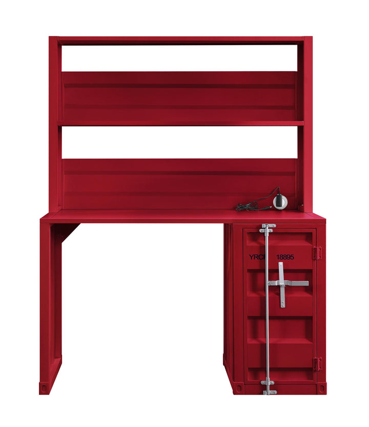writing desk with 1 door storage - Red