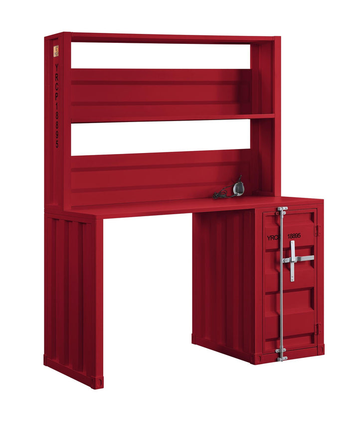 Rectangular Writing Desk & Hutch - Red