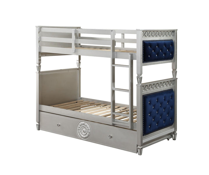 Decorative Design Trundle with support slats - Silver
