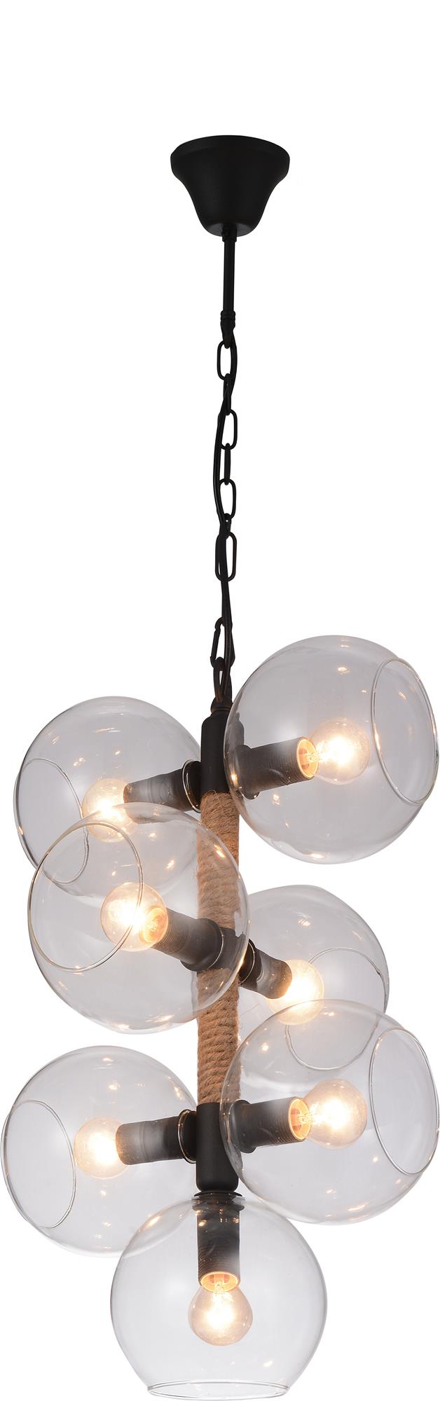 Okee Pendant Ceiling Lamp with Round Glass - Black