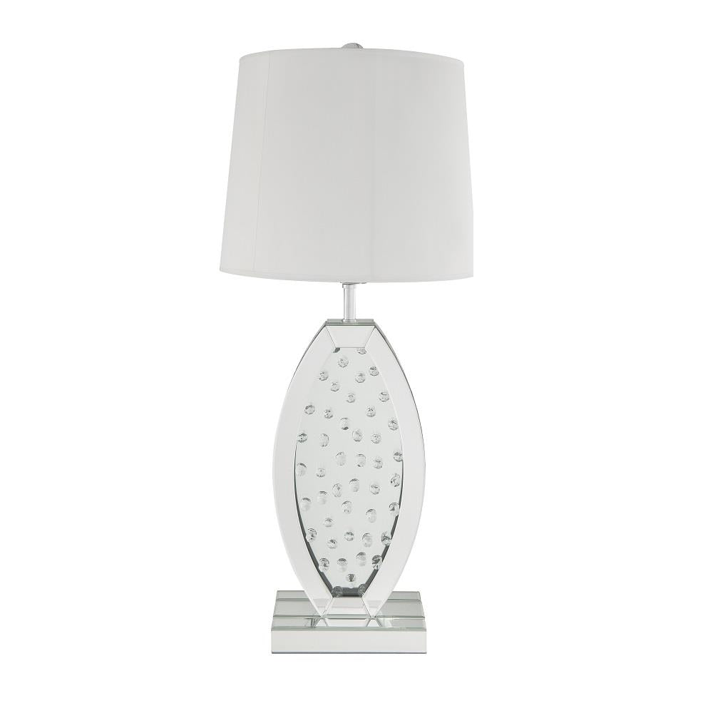 Nysa Glam Table Lamp with Oval Base and Faux Crystal Inlay - Chrome