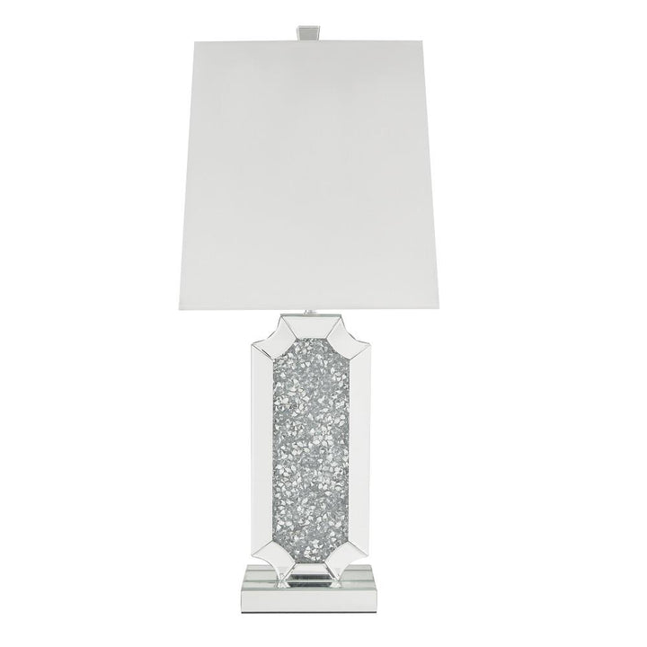 Noralie Glam Table Lamp with Mirror and Faux Crystal Inlay Base - Chrome