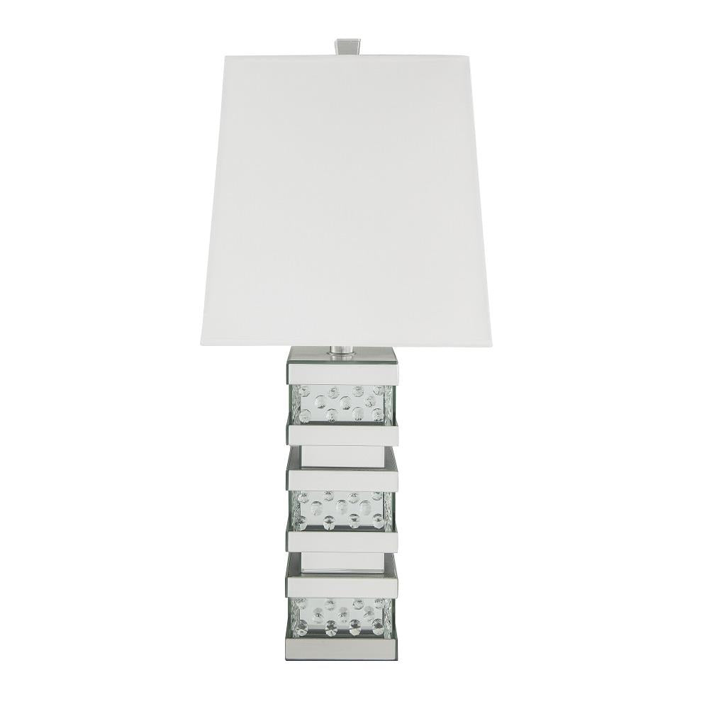 Table Lamp with mirrored base and Faux Crystal Inlay - Chrome