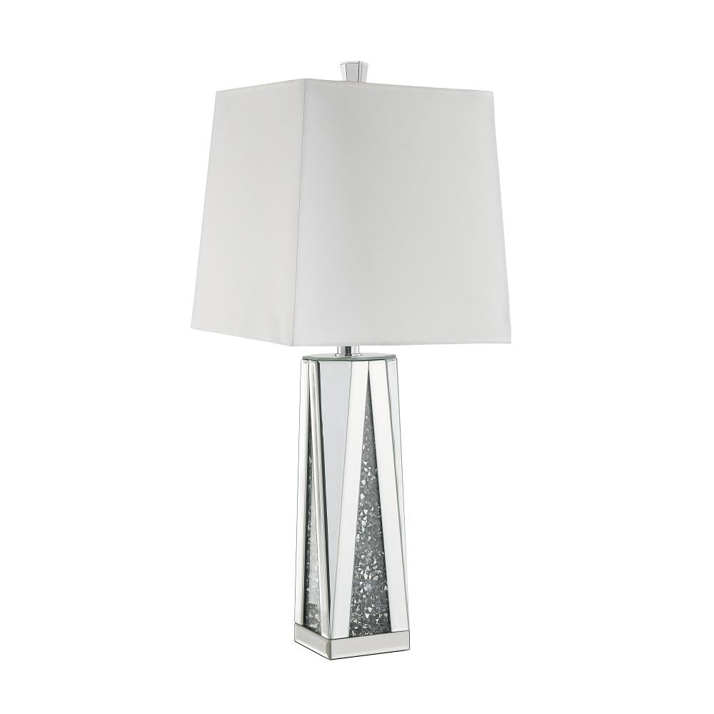 Noralie Glam Table Lamp with Rectangular Faux Crystal Inlay Base - Chrome