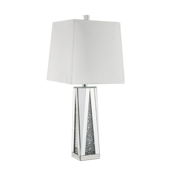 Noralie Glam Table Lamp with Rectangular Faux Crystal Inlay Base - Chrome