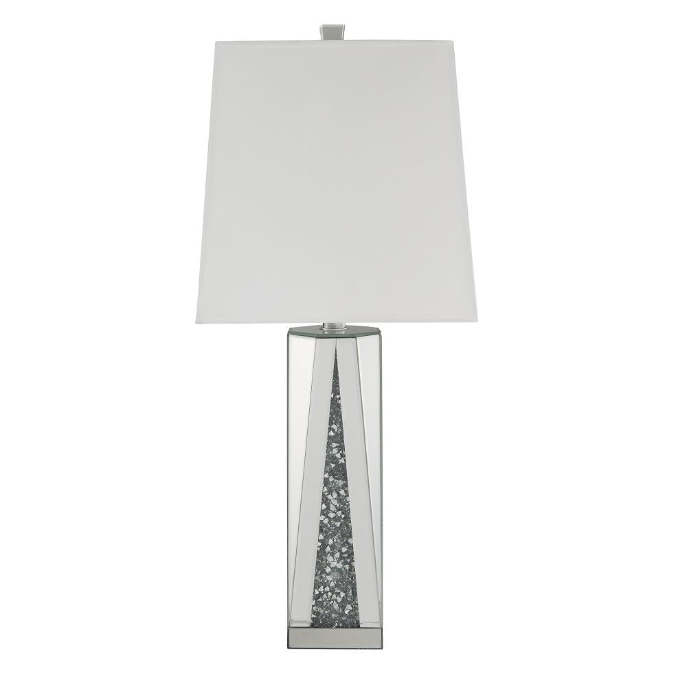 Rectangular Faux Crystal Inlay Base Table Lamp - Chrome