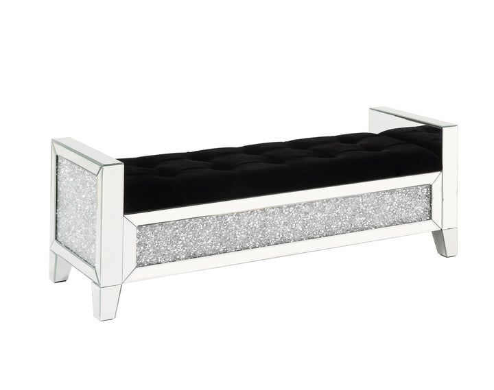 Mirrored benches with crystal inlay Noralie style -  Chrome