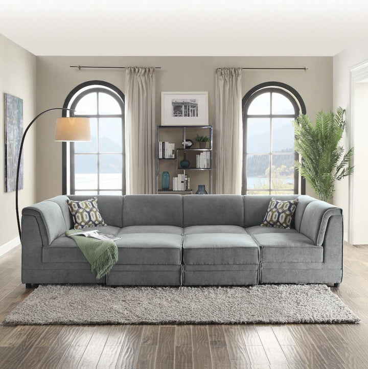 Bois Modular Velvet Armless Chair - Gray