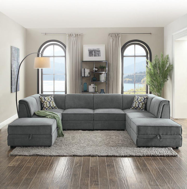 Velvet Armless Chair - Gray