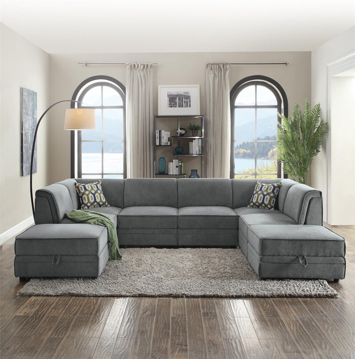 Stylish Ottoman with Storage - Gray