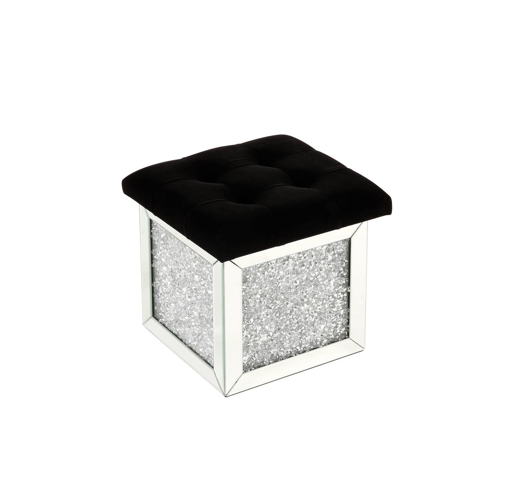 Stylish Square Storage Ottoman - Chrome