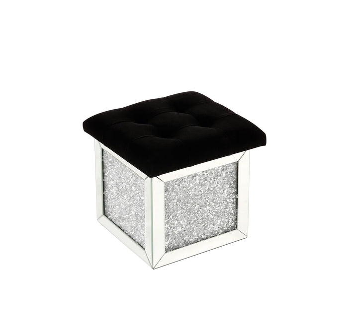 Stylish Square Storage Ottoman - Chrome