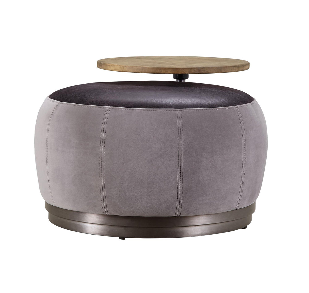 Decapree Leather and Velvet Ottoman  -  N/A