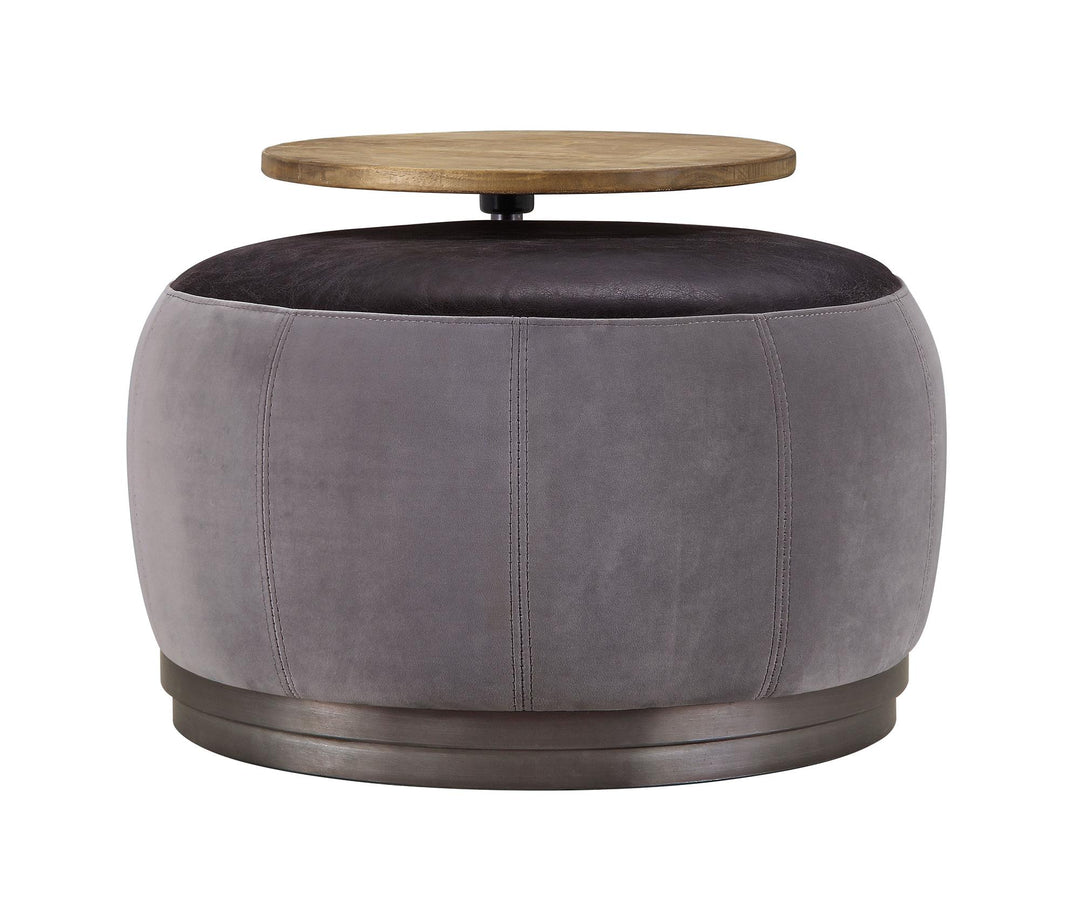 Leather ottoman with velvet touch Decapree -  N/A