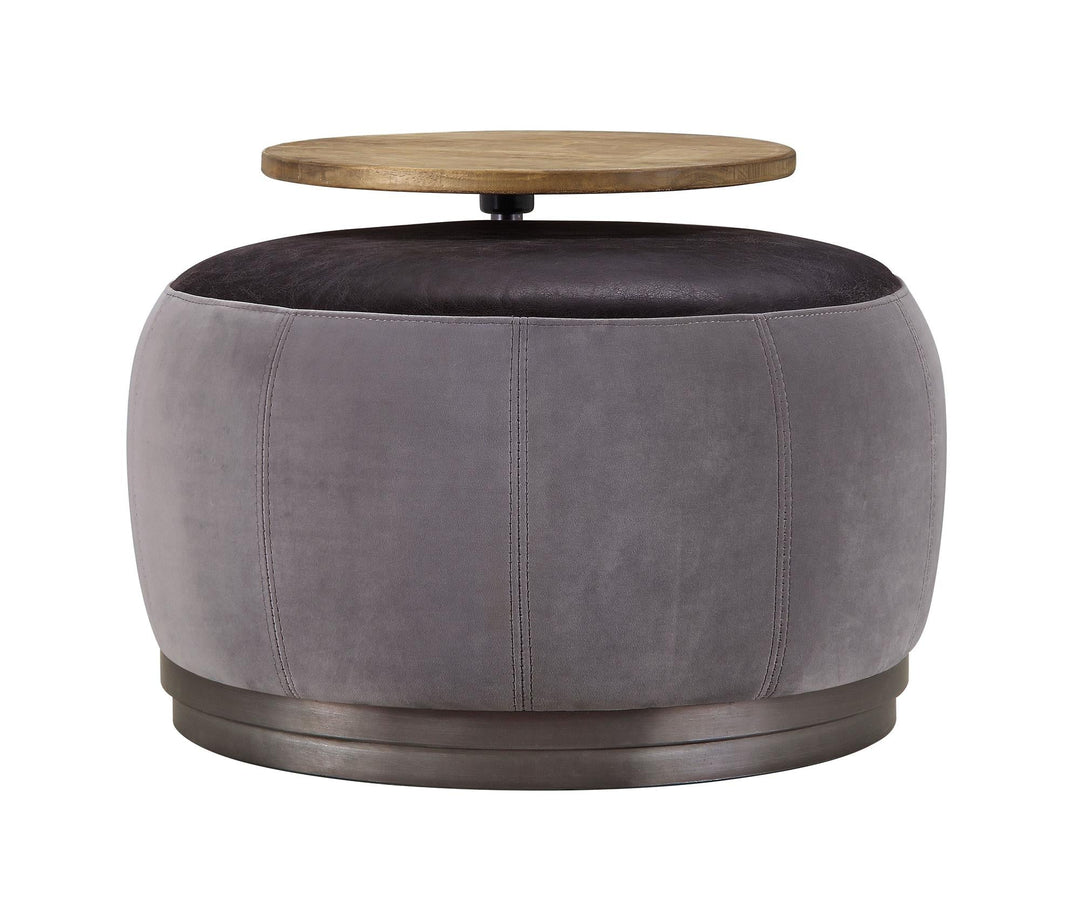 Leather ottoman with velvet touch Decapree -  N/A
