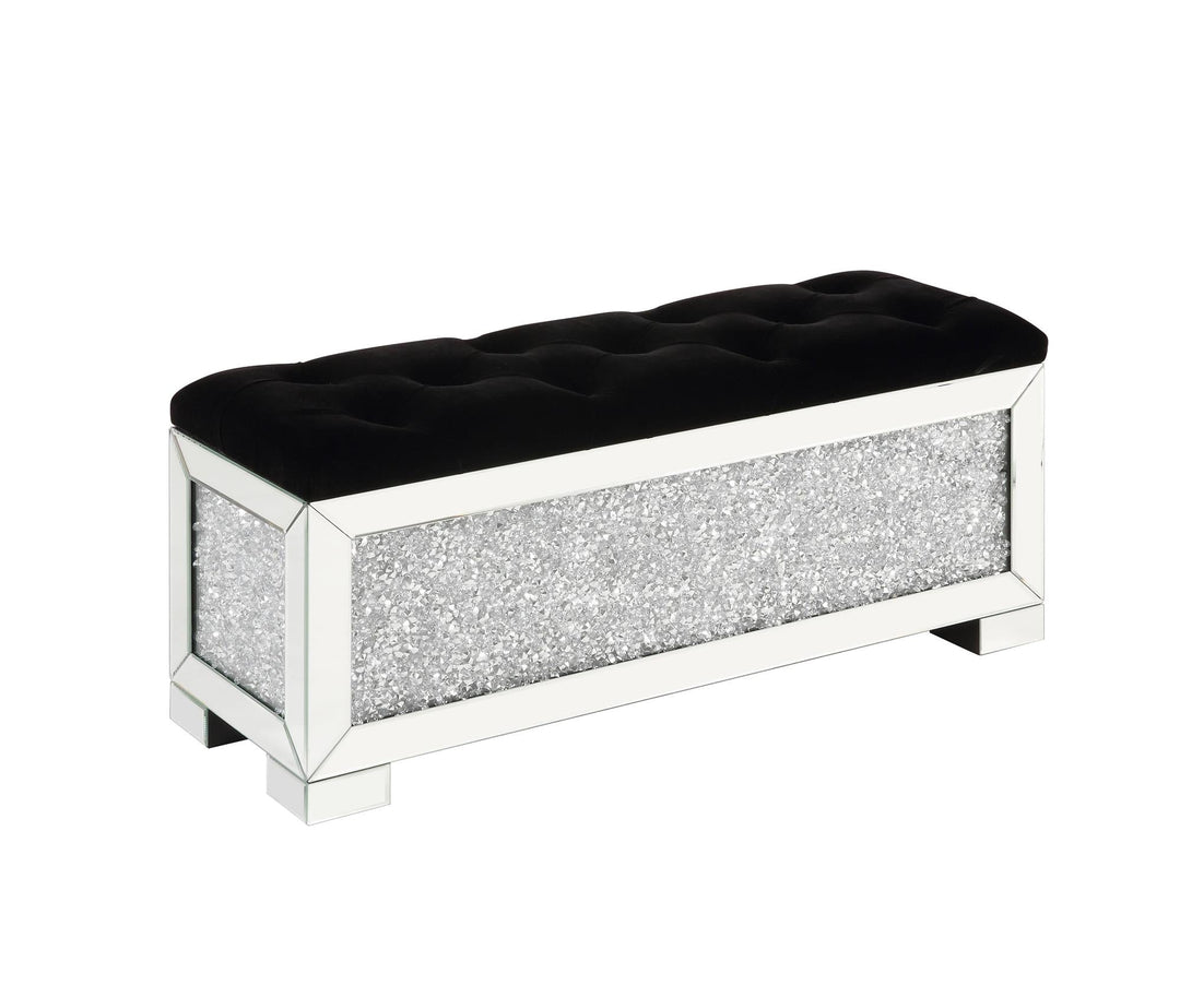 Luxurious storage bench Noralie with mirrored base -  Chrome