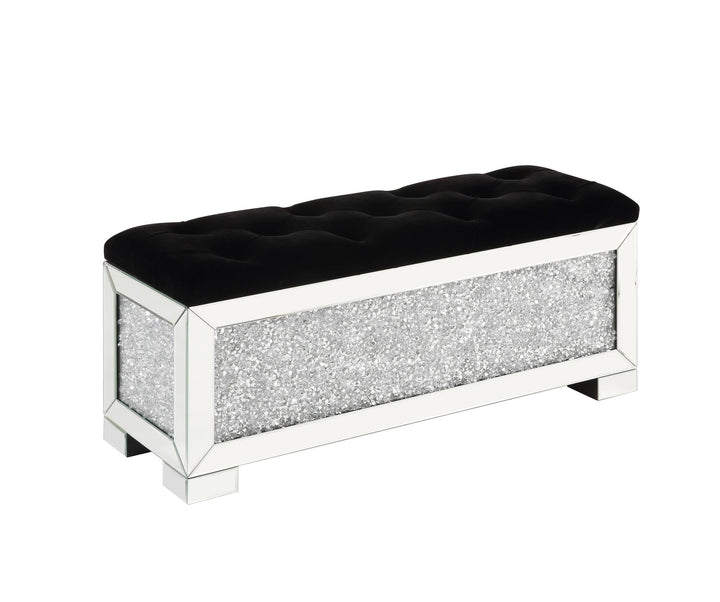 Luxurious storage bench Noralie with mirrored base -  Chrome