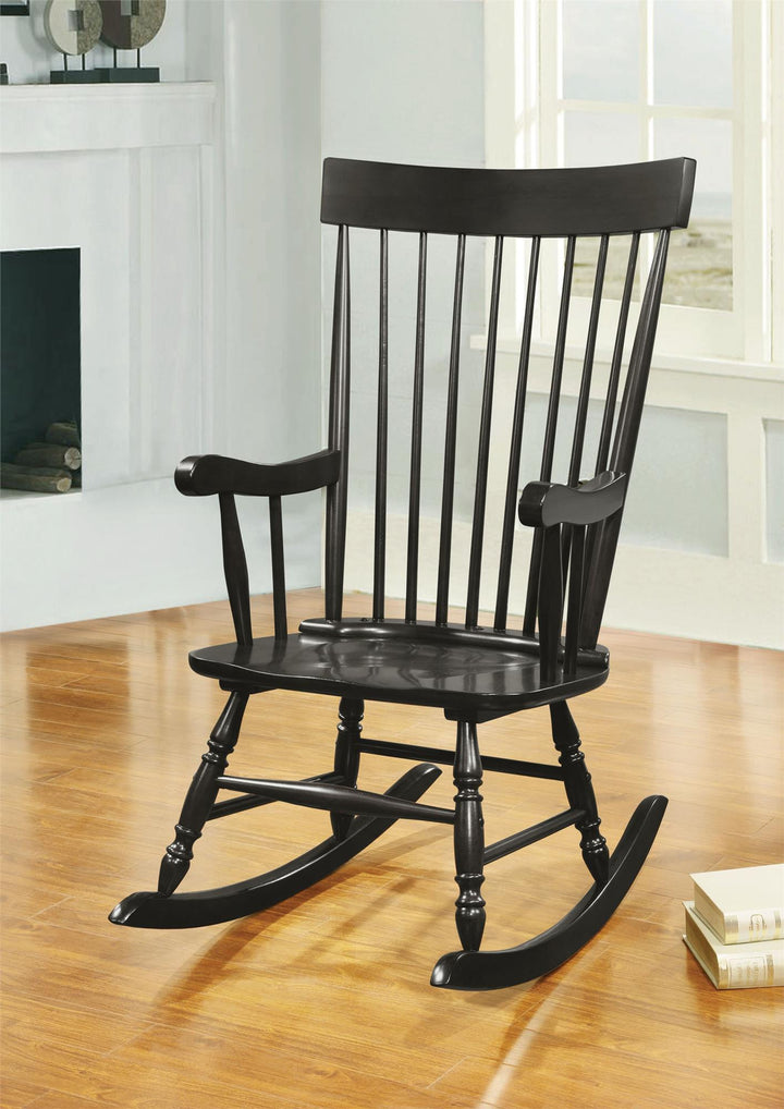 Wooden Rocking Chair with Tall Back - Black
